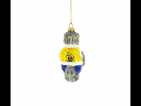 Wolf in Winter Jacket Folk Costume Mini Glass Christmas Ornament