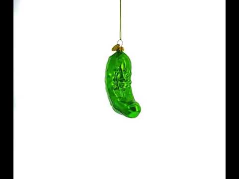 Shimmering Metallic Pickle Blown Glass Christmas Ornament