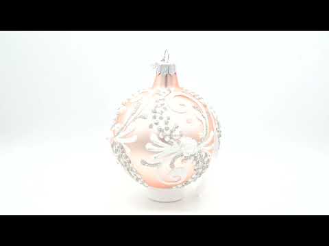 Snow Swirls on Pink Glass Ball Christmas Ornament 3.25 Inches