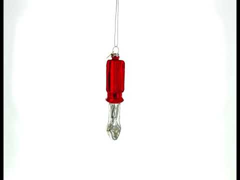 Handyman's Delight: Screwdriver with Red Handle Blown Glass Christmas Ornament