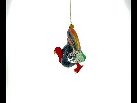 Gobbler Turkey - Blown Glass Christmas Ornament