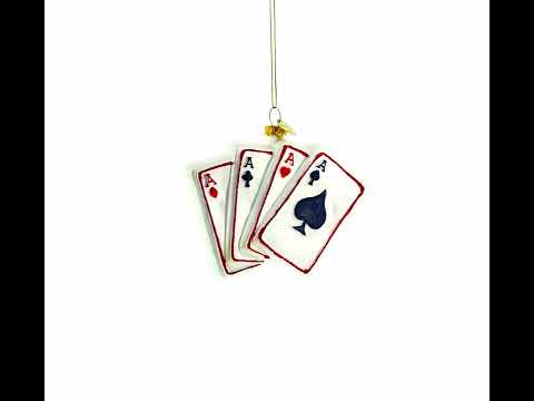 Gaming Fun: Casino Chips and Playing Cards Blown Glass Christmas Ornament