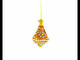 Diamond Jewels on Striped Gold Glass Bell Finial Christmas Ornament