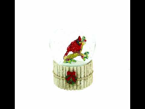 Red Cardinal on Birch Tree and Wreath Musical Water Globe