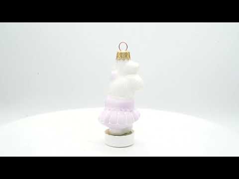 Adorno navideño de cristal en miniatura con forma de conejita vestida