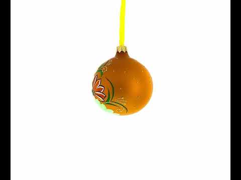 Gerbera Daisies Blown Glass Ball Christmas Ornament 3.25 Inches