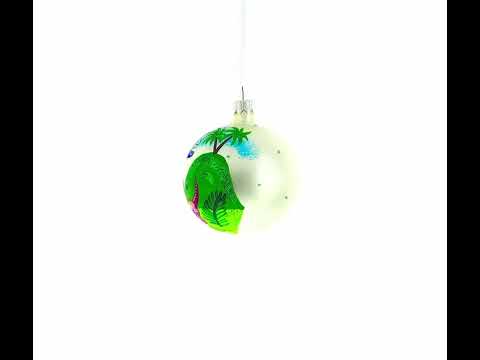 Baby Dinosaurs Glass Ball Christmas Ornament 3.25 Inches