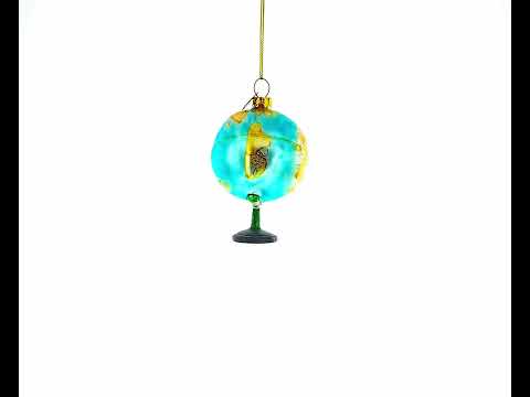 World Sphere Globe Blown Glass Christmas Ornament