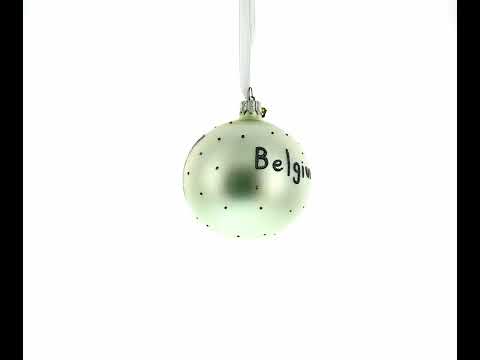 Flag of Belgium Glass Ball Christmas Ornament 3.25 Inches