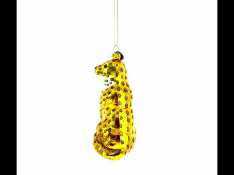 Spotted Leopard Blown Glass Christmas Ornament