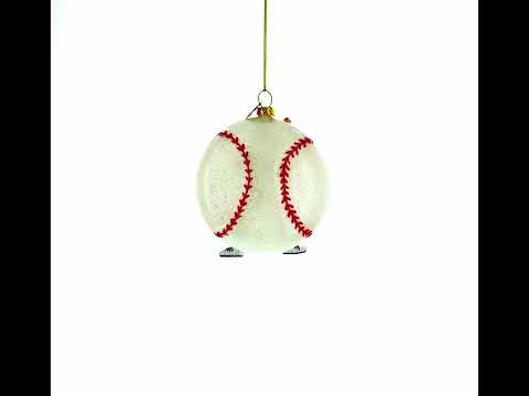 Slugging Baseball Player Blown Glass Christmas Ornament