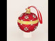 Regal Radiance: Glistening Diamond Trellis Pattern on Rich Ruby Red Hand-Painted Blown Glass Ball Christmas Ornament 3.25 Inches