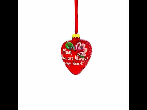 For My Mom Glass Heart Christmas Ornament