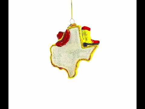 Encanto texano: sombrero de vaquero y estado de Texas - Adorno navideño de vidrio soplado