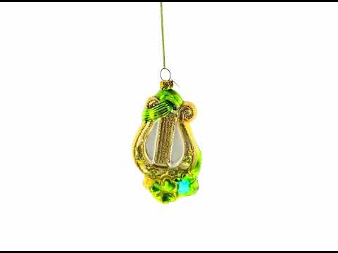 Irish Harp Blown Glass Christmas Ornament