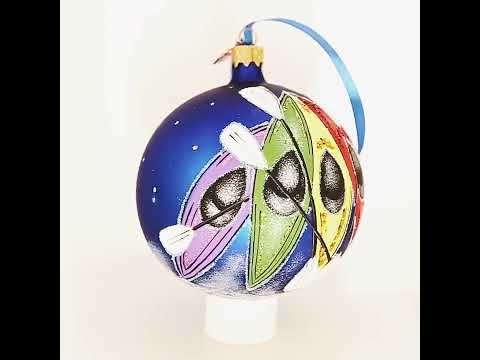 Adventure Awaits: Colorful Kayaks Blown Glass Ball Christmas Ornament 4 Inches