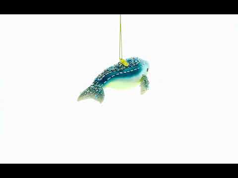 Majestic Blue Whale Blown Glass Christmas Ornament