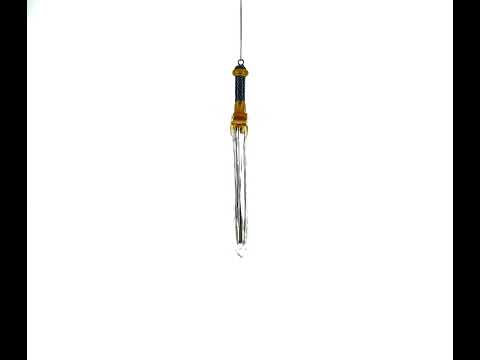 Gleaming Blade: Shiny Sword Blown Glass Christmas Ornament