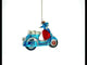 Blue Retro Scooter Blown Glass Christmas Ornament