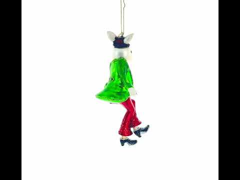 Alice in Wonderland A Dancing Hare Glass Christmas Ornament