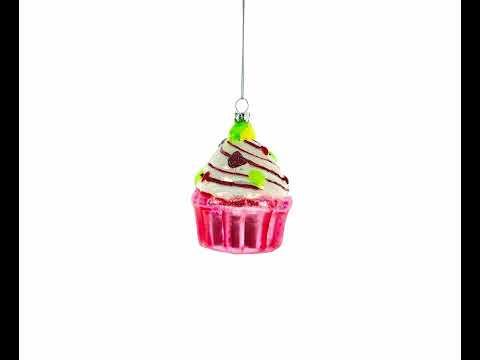 Cupcake/Muffin Blown Glass Christmas Ornament