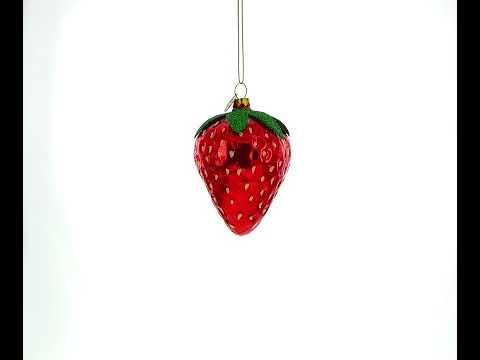 Juicy Strawberry Blown Glass Christmas Ornament