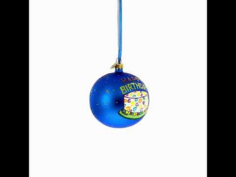 Happy Birthday Balloons & Cupcakes Glass Ball Christmas Ornament 4 Inches