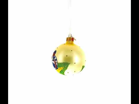 Baseball Blown Glass Ball Christmas Ornament 3.25 Inches