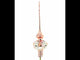 Dimensional Pink Flowers on Rose Gold Mouth Blown Glass Christmas Tree Topper 11 Inches