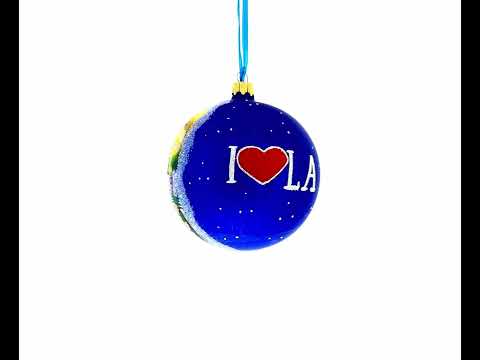 I Love Los Angeles, California Glass Ball Christmas Ornament 4 Inches