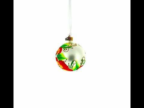 Poppy Flowers on White Glass Ball Christmas Ornament, 3.25 Inches