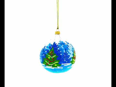 Yellow Labrador Retriever Blown Glass Ball Christmas Ornament 4 Inches