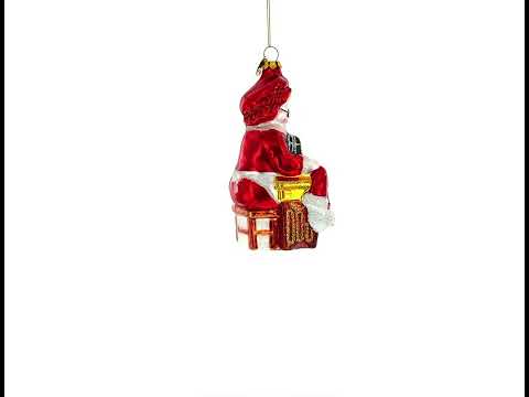 Diligent Mrs. Claus and Sewing Machine Blown Glass Christmas Ornament