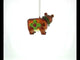 Brown Bear Holding a Poinsettia Glass Christmas Ornament