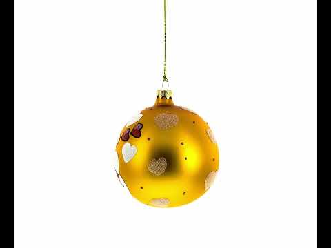 Merry Christmas from Two Bears in Love Blown Glass Ball Christmas Ornament 3.25 Inches