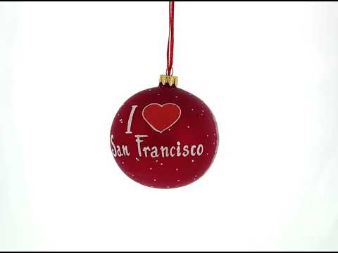 Me encanta San Francisco, California Adorno navideño con bola de cristal de 4 pulgadas