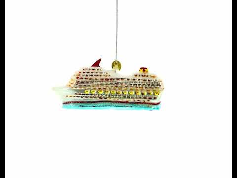 Cruise Ship Blown Glass Christmas Ornament