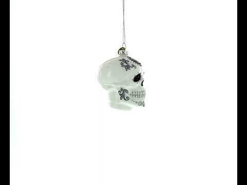 Adorno navideño de cristal soplado con forma de calavera blanca mística