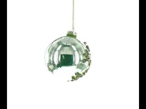 Silver Glitter Snowflake Blown Glass Ball Christmas Ornament