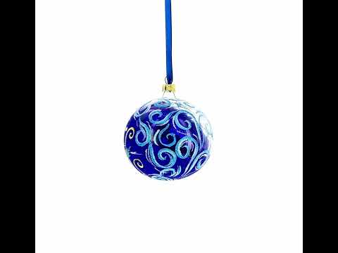 Jolly Santa Riding Sleigh with Reindeer Blown Glass Ball Christmas Ornament 3.25 Inches