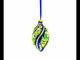 Swirl Roses on Blue Glass Rhombus Christmas Ornament