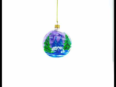 Squirrel Presenting Gifts Beside a Festive Tree Blown Glass Ball Christmas Ornament 3.25 Inches