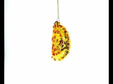 Delicious Fried Pierogi Dumpling Glass Christmas Ornament