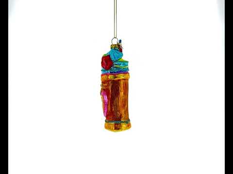 Trendy Cocktail in Mask Cup - Blown Glass Christmas Ornament