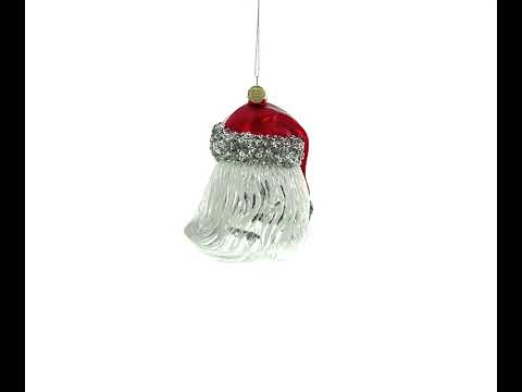 Festive Santa Head Blown Glass Christmas Ornament