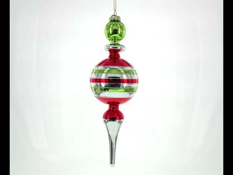 Vintage Multicolored Finial Retro-Inspired Blown Glass Christmas Ornament