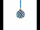 White Flowers on Blue Glass Ball Christmas Ornament 3.25 Inches