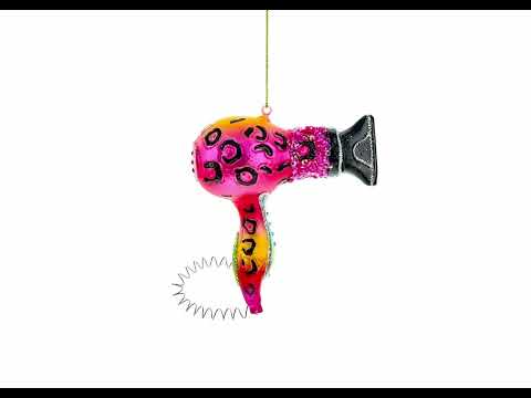 Sleek Hair Dryer Blown Glass Christmas Ornament