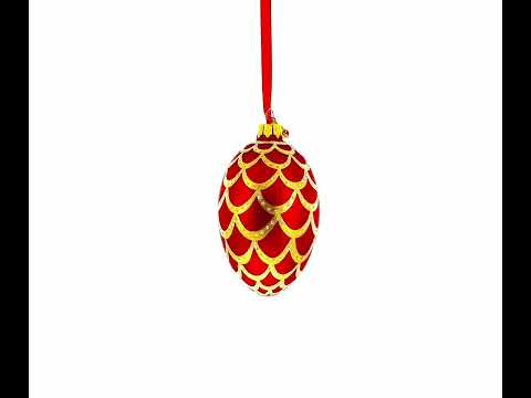 1900 Pine Cone In Red Royal Egg Glass Ornament 4 Inches