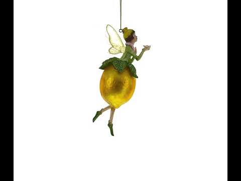 Enchanting Citrus Lemon Fairy Blown Glass Christmas Ornament